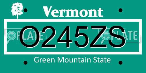 O245ZS Vermont License Plate