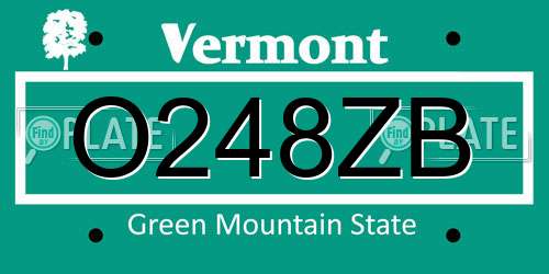 O248ZB Vermont License Plate