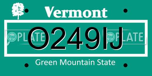 O249IJ Vermont License Plate