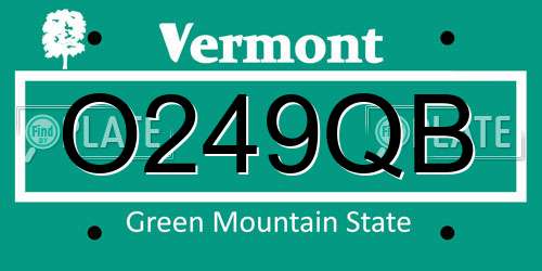 O249QB Vermont License Plate