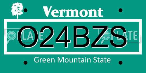 O24BZS Vermont License Plate