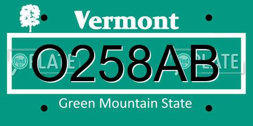 O258AB Vermont License Plate