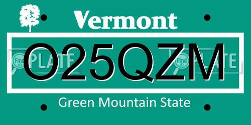 O25QZM Vermont License Plate