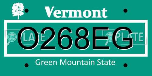 O268EG Vermont License Plate
