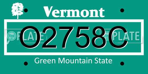 O2758C Vermont License Plate