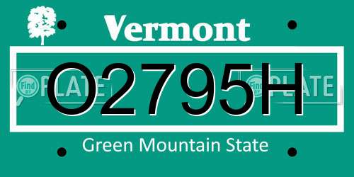 O2795H Vermont License Plate
