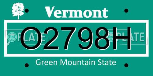 O2798H Vermont License Plate
