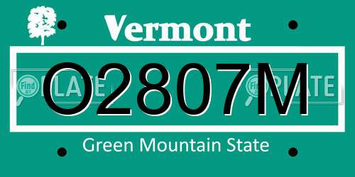 O2807M Vermont License Plate
