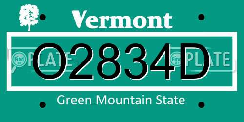O2834D Vermont License Plate