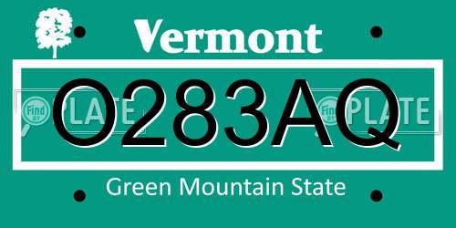O283AQ Vermont License Plate