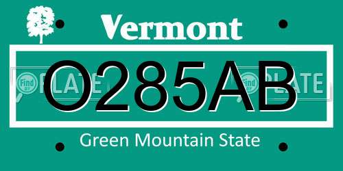 O285AB Vermont License Plate