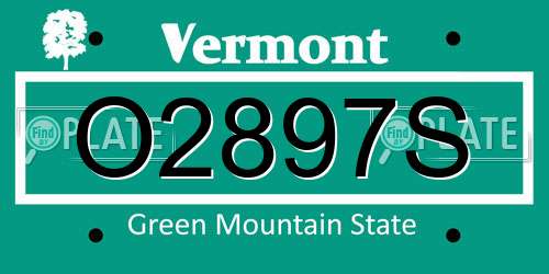 O2897S Vermont License Plate