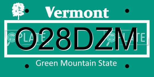 O28DZM Vermont License Plate