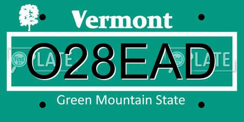 O28EAD Vermont License Plate
