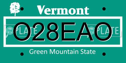 O28EAO Vermont License Plate