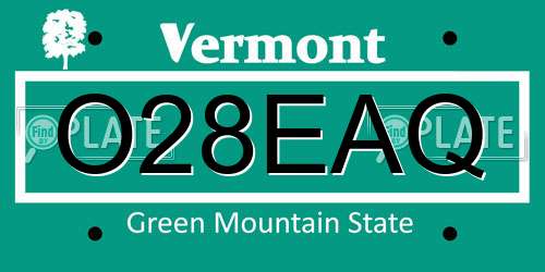 O28EAQ Vermont License Plate