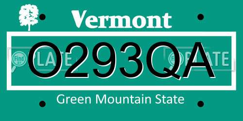 O293QA Vermont License Plate