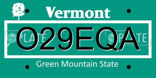 O29EQA Vermont License Plate