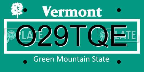 O29TQE Vermont License Plate