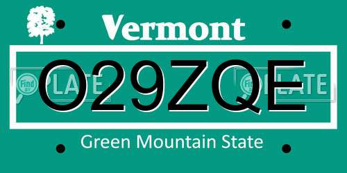 O29ZQE Vermont License Plate