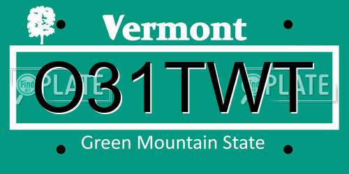 O31TWT Vermont License Plate