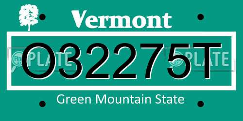 O32275T Vermont License Plate