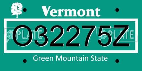 O32275Z Vermont License Plate