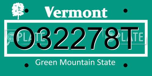 O32278T Vermont License Plate