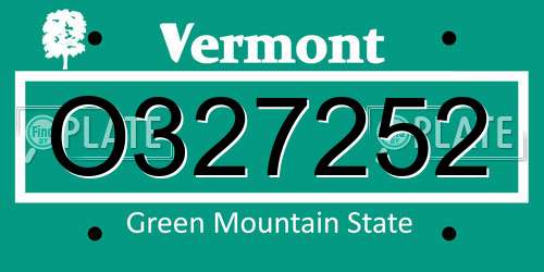 O327252 Vermont License Plate