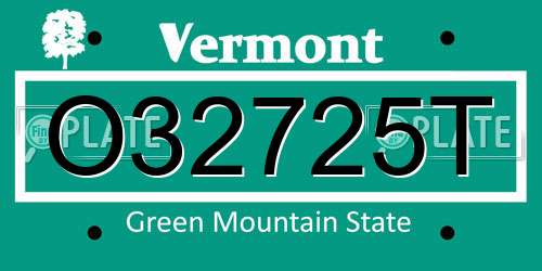 O32725T Vermont License Plate