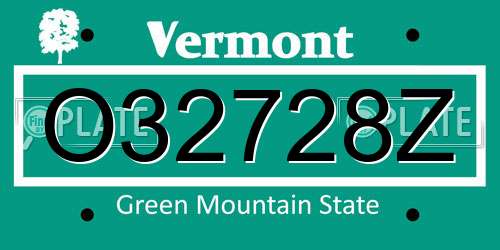 O32728Z Vermont License Plate
