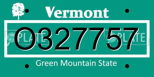 O327757 Vermont License Plate
