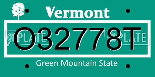 O32778T Vermont License Plate