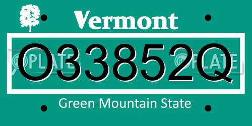 O33852Q Vermont License Plate