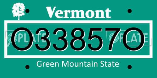 O33857O Vermont License Plate