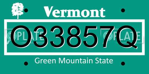 O33857Q Vermont License Plate