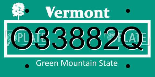 O33882Q Vermont License Plate
