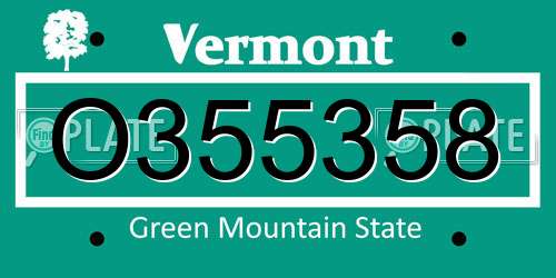 O355358 Vermont License Plate