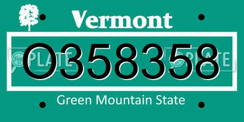 O358358 Vermont License Plate