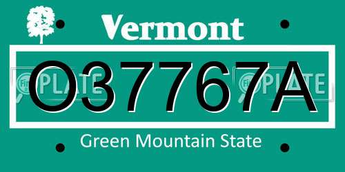 O37767A Vermont License Plate