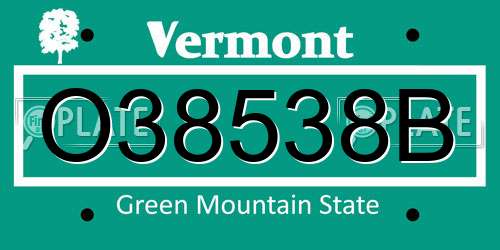 O38538B Vermont License Plate