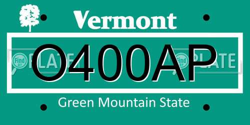O400AP Vermont License Plate