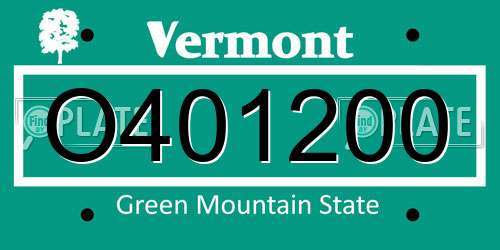 O401200 Vermont License Plate