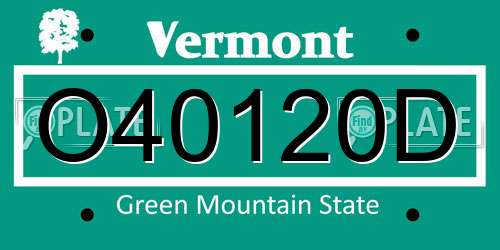 O40120D Vermont License Plate