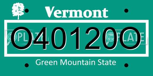O40120O Vermont License Plate