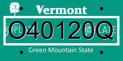 O40120Q Vermont License Plate
