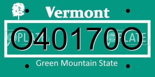 O40170O Vermont License Plate