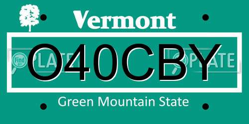 O40CBY Vermont License Plate