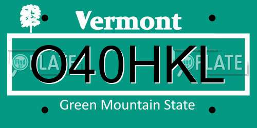 O40HKL Vermont License Plate