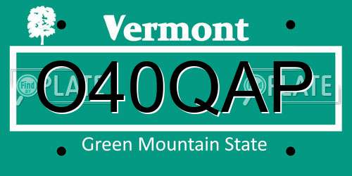 O40QAP Vermont License Plate